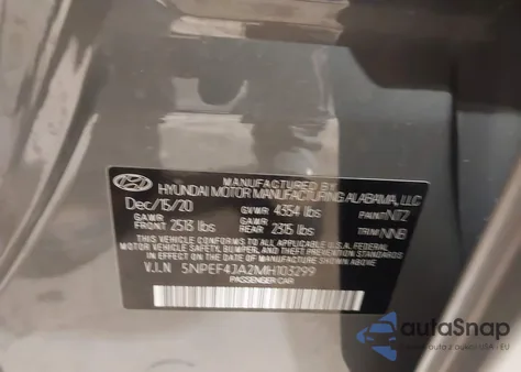 2021 Hyundai Sonata Sel from USA, damaged, VIN 5NPEF4JA2MH103299